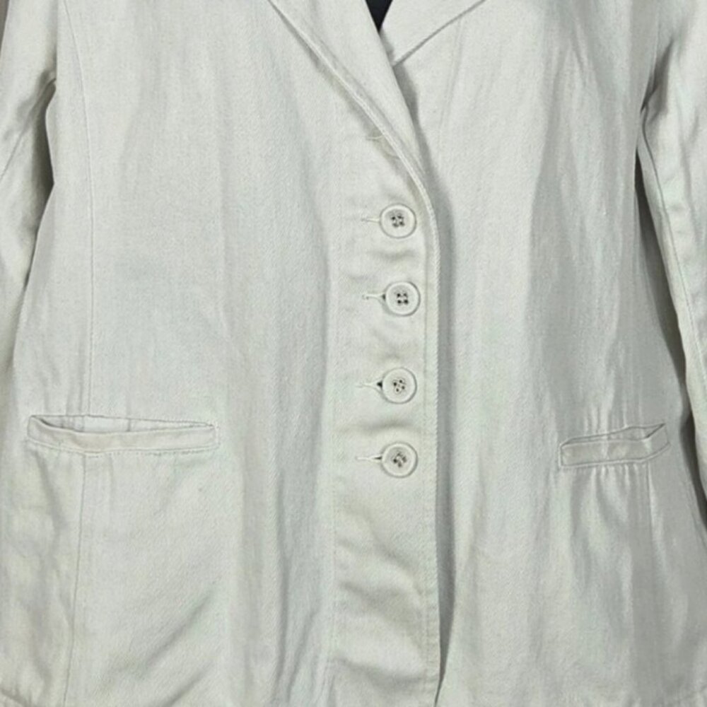 Eileen Fisher Beige Cream Hemp-Cotton Button-Front Blazer Jacket Size L - Picture 4 of 7